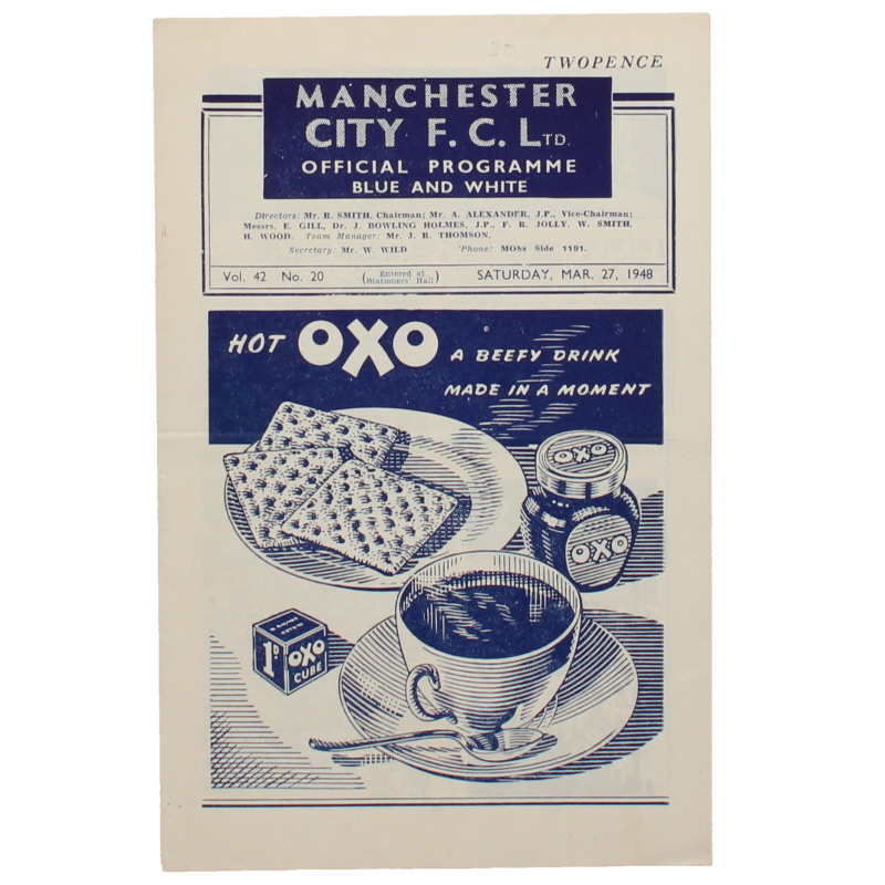 1947-48 Manchester City vs Middlesbrough programme