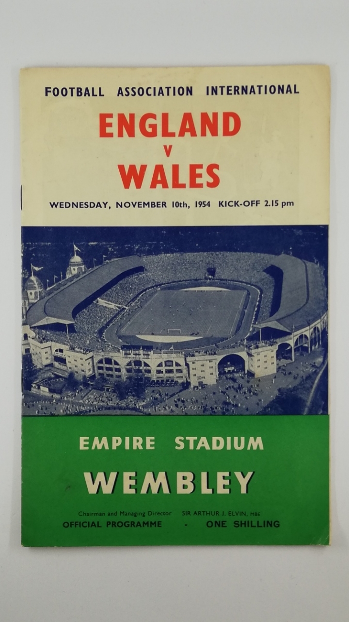 1954 England vs Wales programme