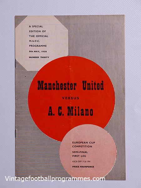 1957-58 European Cup Semi Final 1st Leg 'Manchester United vs A.C Milan' Munich Air Disaster Season