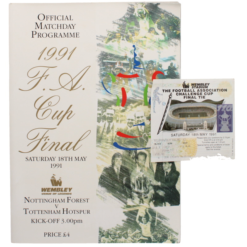 1991 F.A Cup Final Nottingham Forest vs Tottenham Hotspur programme and ticket