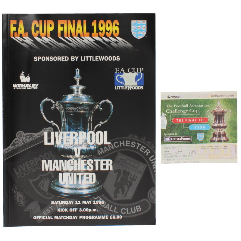 1996 F.A Cup Final Liverpool Vs Manchester United programme and ticket