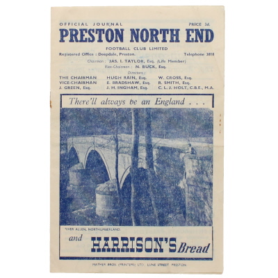 1948-49 Preston North End vs Liverpool programme