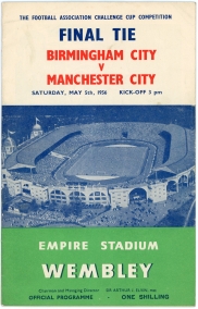 1956 F.A Cup Final Birmingham vs Manchester City programme