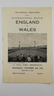1958 England vs Wales programme at Villa Park