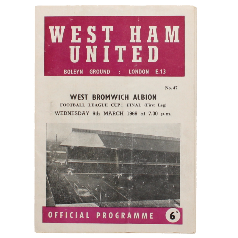 1966 League Cup Final First Leg West Ham United vs West Bromwich Albion programme