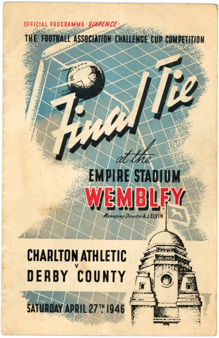 1946 F.A Cup Final Charlton Athletic vs Derby County programme football programme
