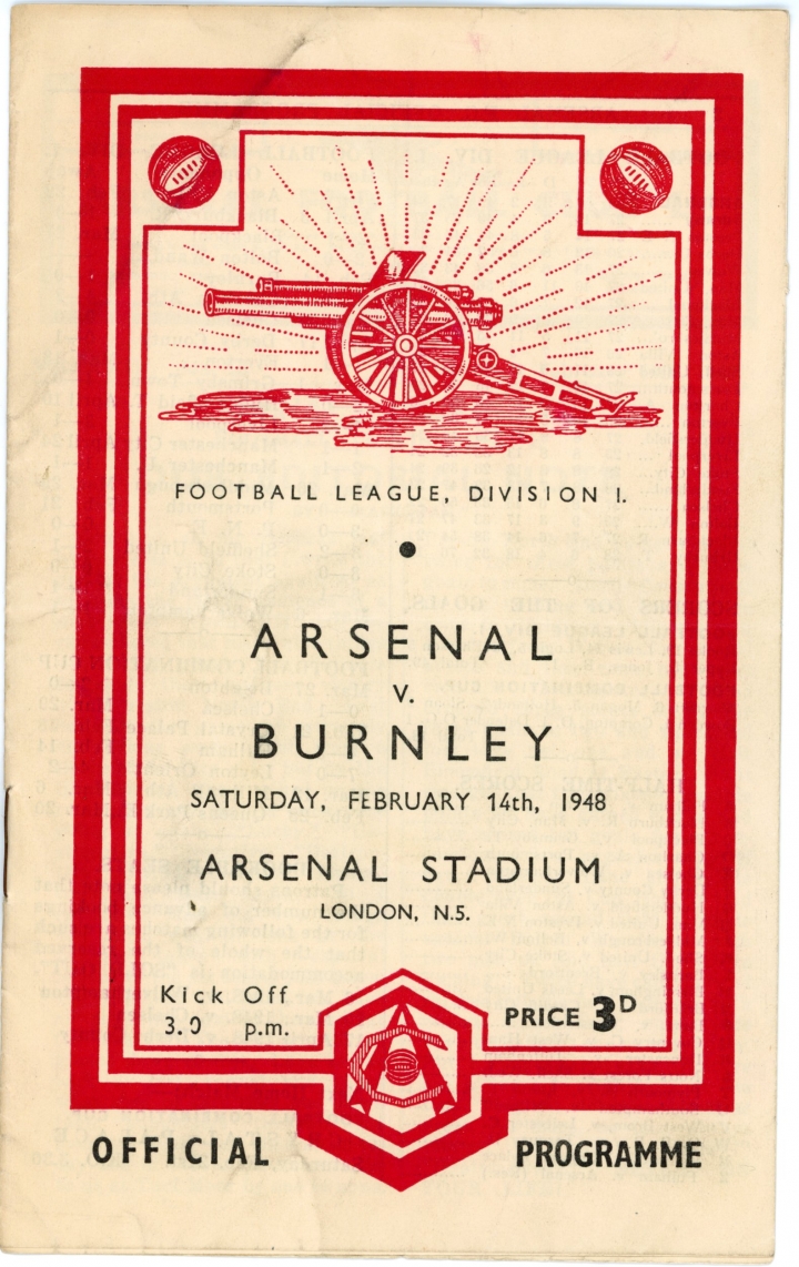 1947-48 Arsenal vs Wolverhampton Wanderers football programme