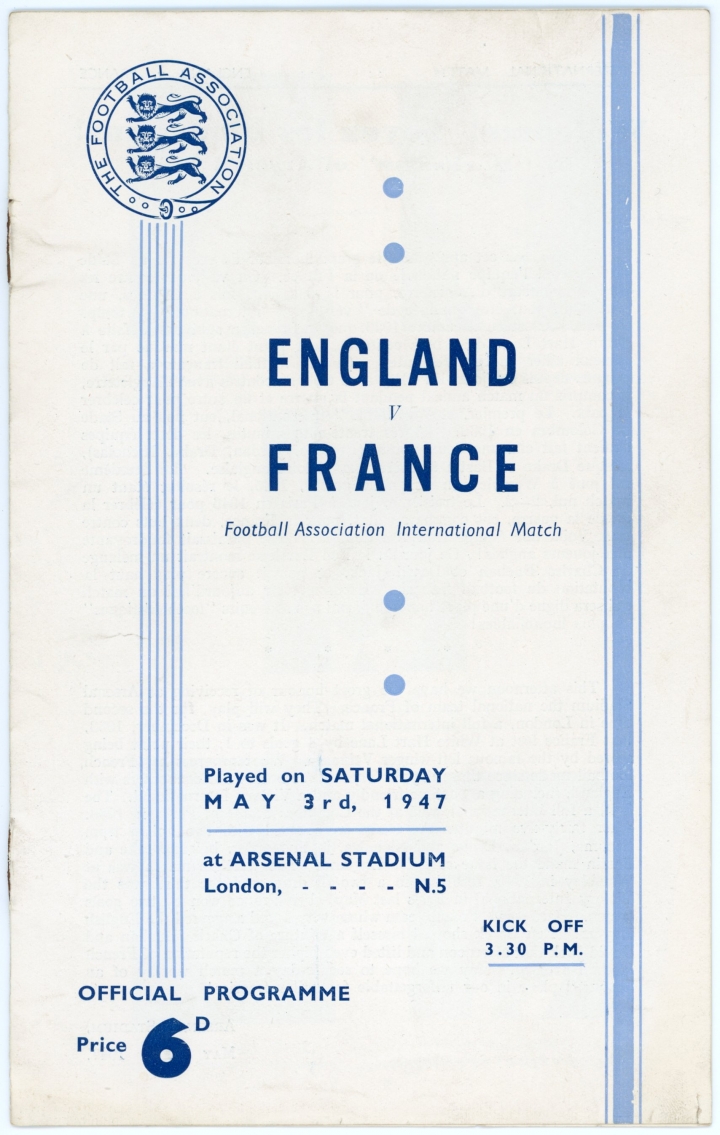 1947 England vs France programme football programme