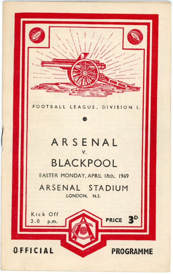 1948-49 Arsenal vs Blackpool football programme