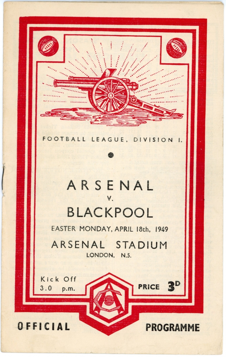 1948-49 Arsenal vs Blackpool football programme