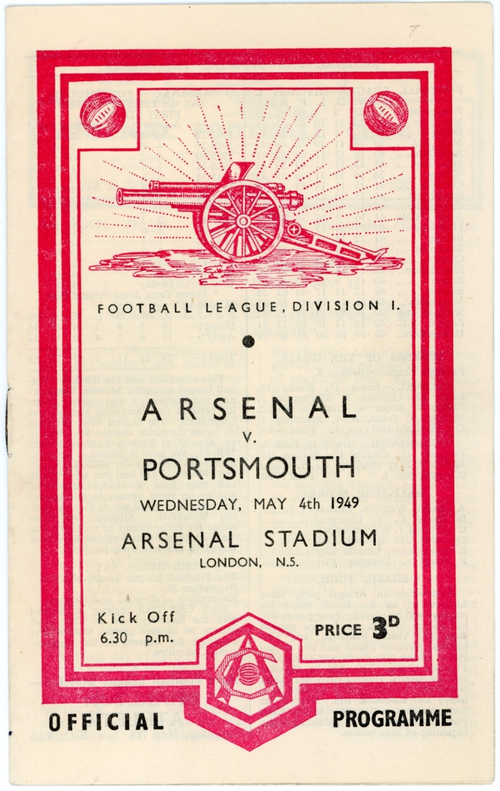 1948-49 Arsenal vs Portsmouth programme football programme