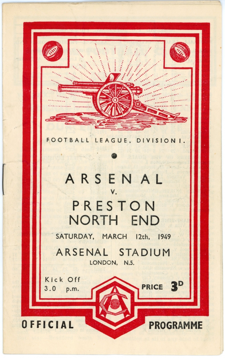 1948-49 Arsenal vs Preston North End football programme football programme