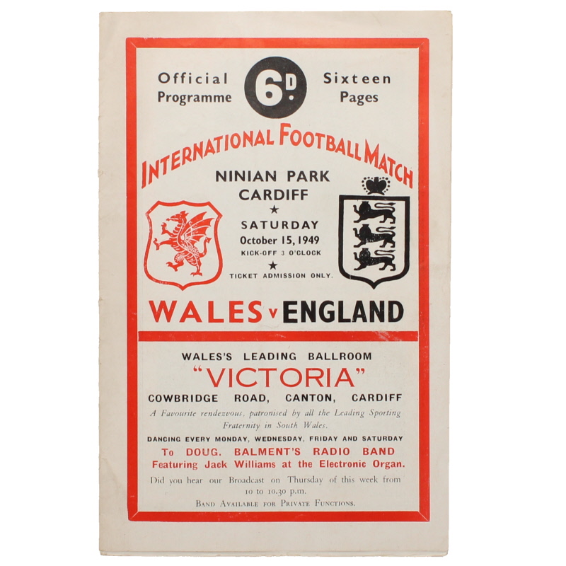 1949-50 Wales vs England programme football programme