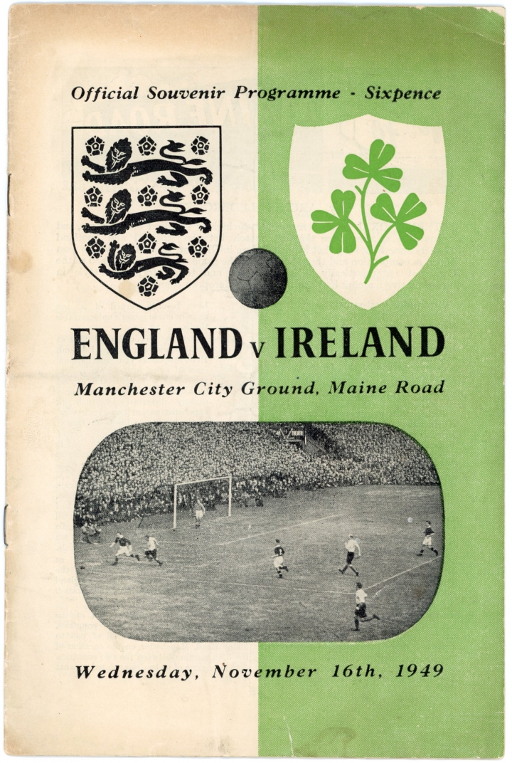 1949 England vs Ireland programme