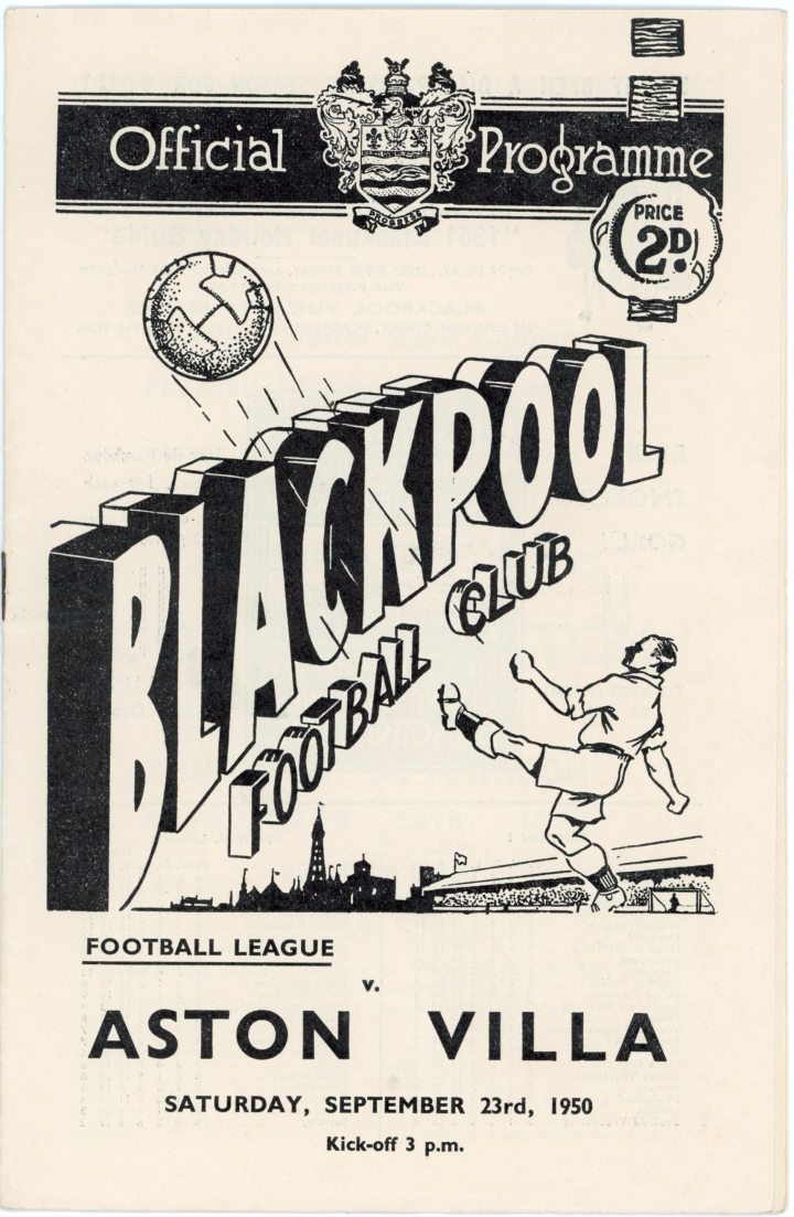 1950-51 Blackpool vs Aston Villa programme