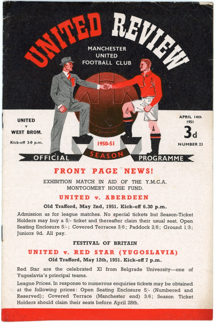 1950-51 Manchester United vs West Bromwich Albion programme football programme