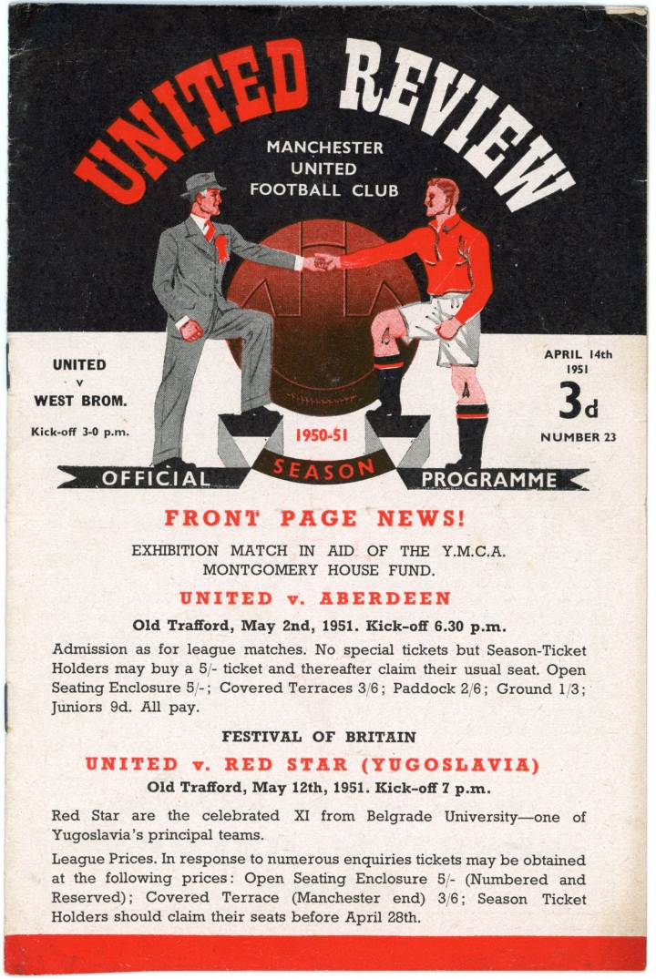 1950-51 Manchester United vs West Bromwich Albion programme