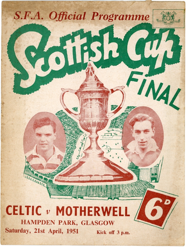 1951 Scottish Cup Final Celtic vs Motherwell programme football programme