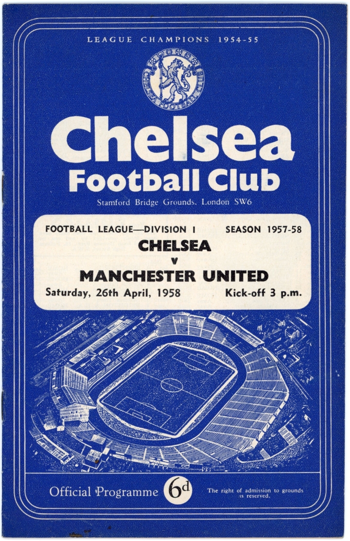 1957-58 Chelsea vs Manchester United programme, munich air disaster season football programme