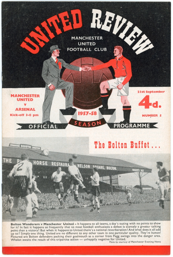 1957-58 Manchester United vs Arsenal programme football programme