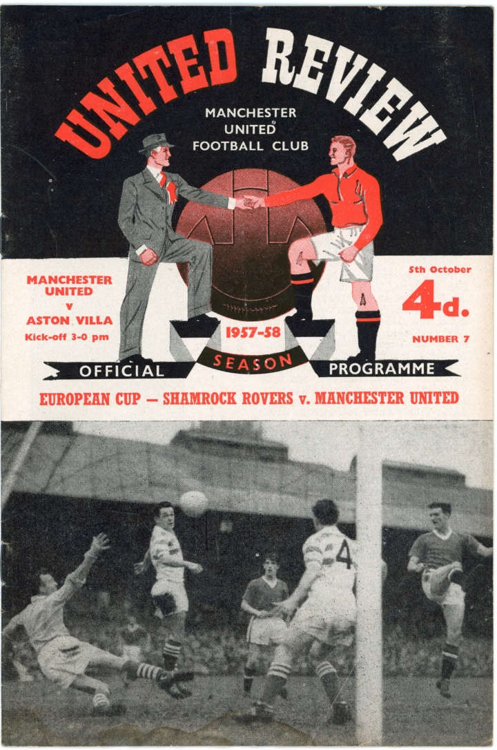 1957-58 Manchester United vs Aston Villa programme