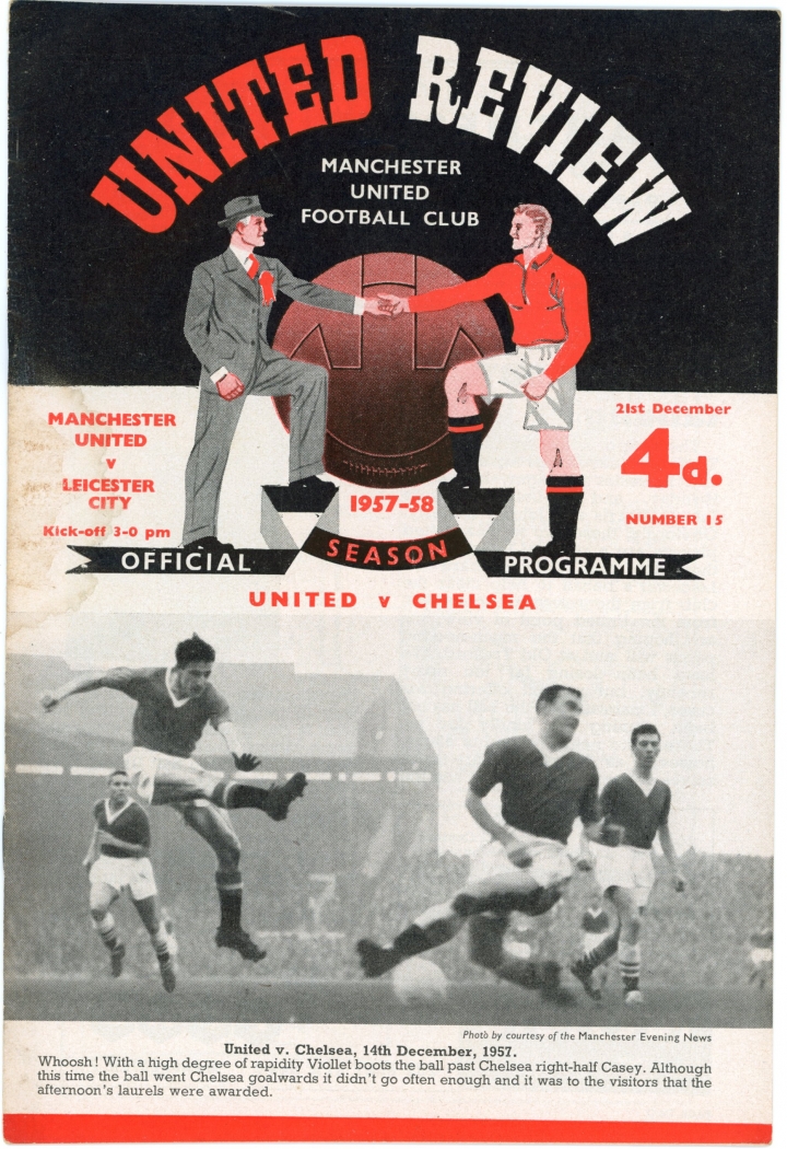 1957-58 Manchester United vs Leicester programme football programme