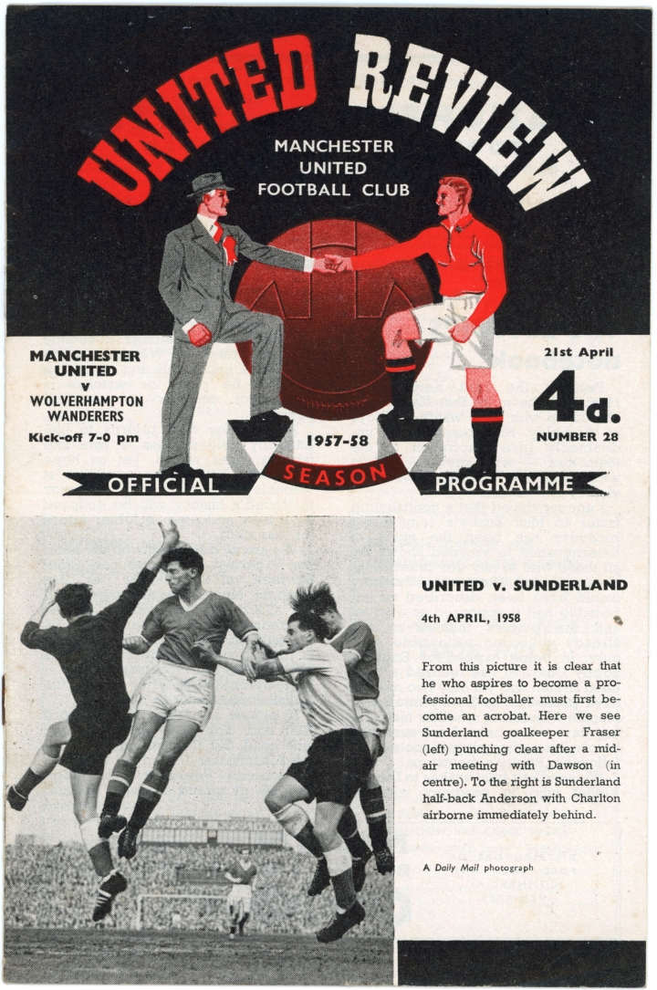 1957-58 Manchester United vs Wolverhampton Wanderers football programme