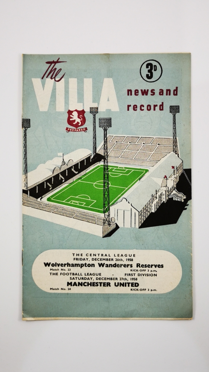 1958-59 Aston Villa vs Manchester United programme football programme