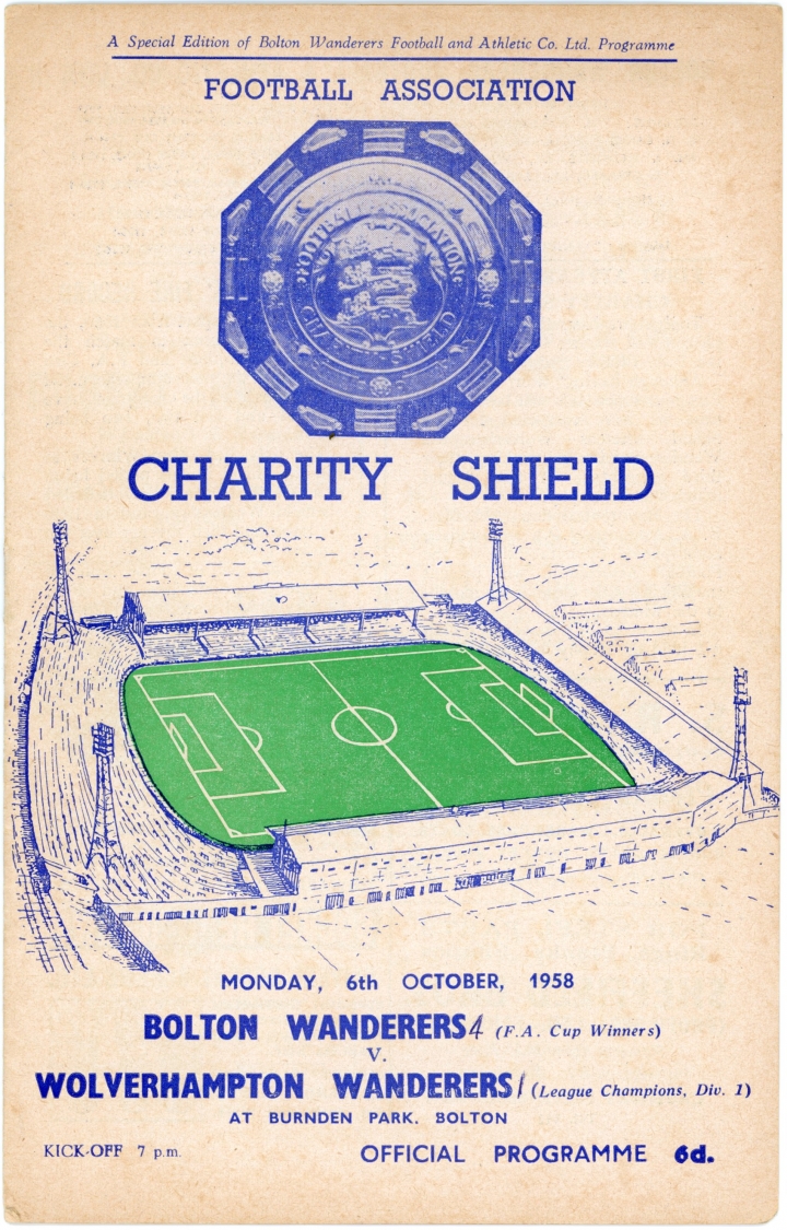 1958 Charity Shield Bolton Wanderers vs Wolverhampton Wanderers programme football programme
