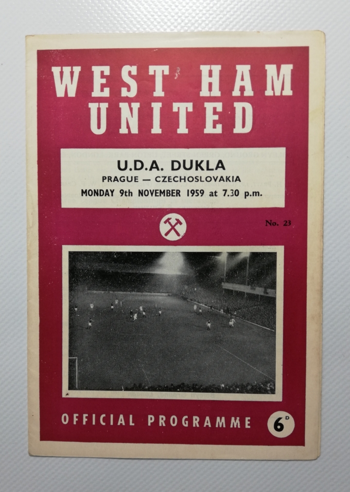 1959-60 West Ham United Vs Dukla Prague football programme