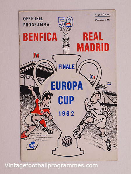 1962 European Cup Final 'Benfica vs Real Madrid' Programme football programme