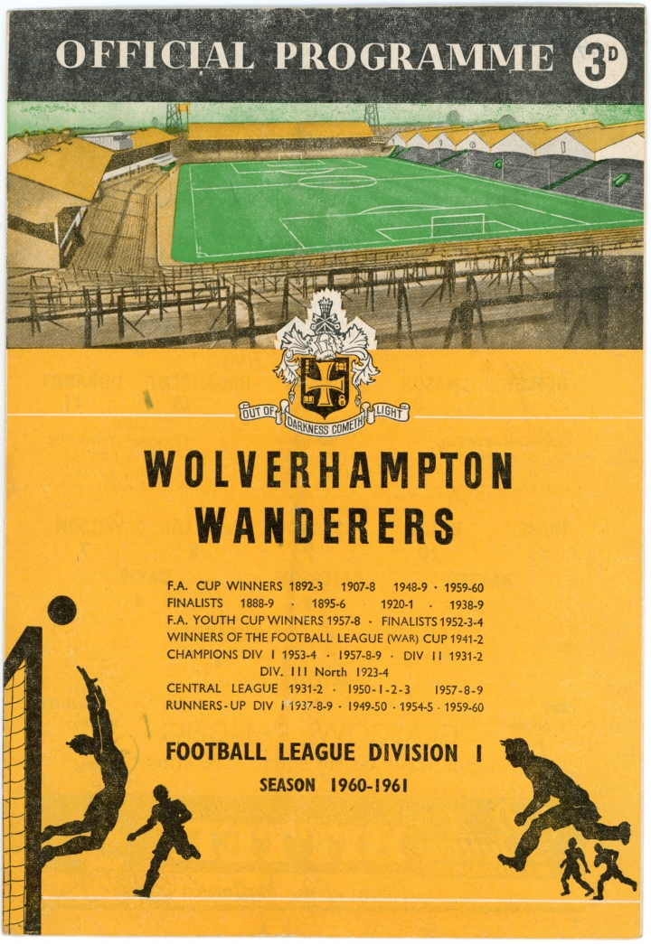 1962 European Cup Winners Cup Semi Final Wolverhampton wanderers vs Glasgow Rangers football programme