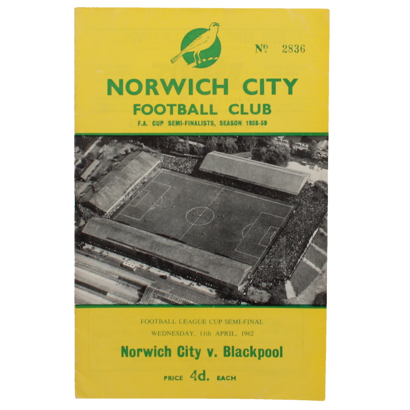 1962 League Cup Semi Final 1st Leg Norwich City vs Blackpool programme football programme