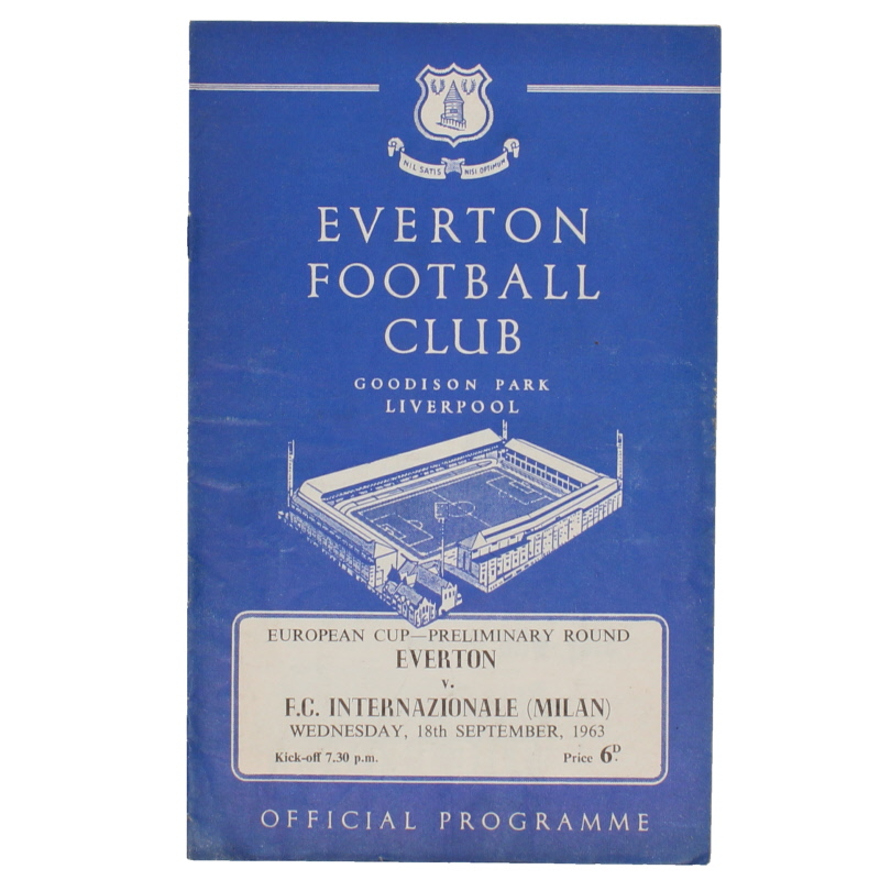 1963-64 Everton vs Inter Milan European Cup preliminary round programme