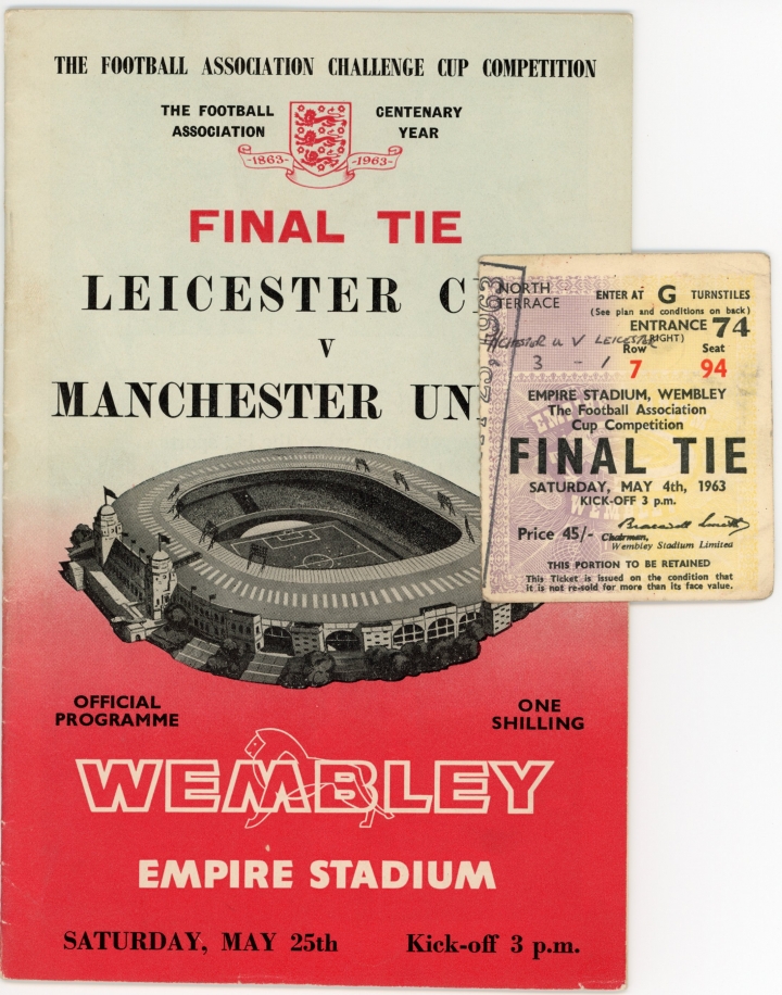 1963 F.A Cup Final Leicester City vs Manchester United programme and ticket football programme
