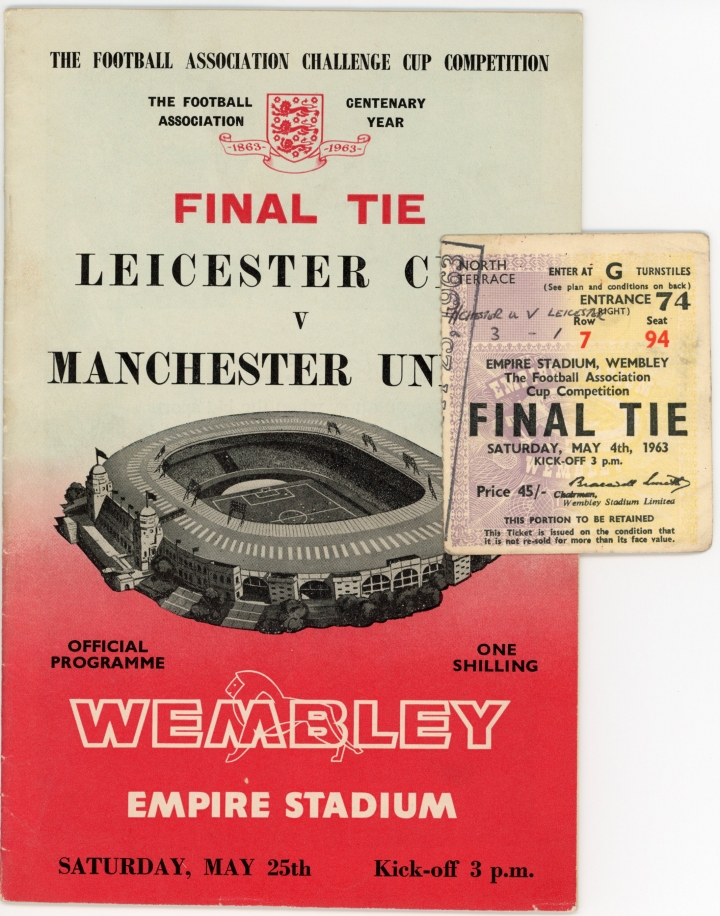 1963 F.A Cup Final Leicester City vs Manchester United programme and ticket