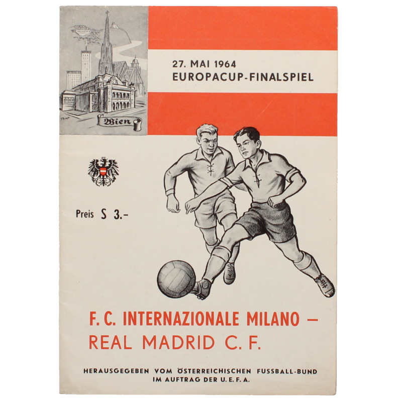 1964 European Cup Final Inter Milan vs Real Madrid programme with insert football programme