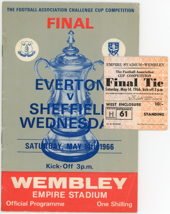 1966 F.A Cup Final Everton vs Sheffield Wednesday programme and ticket