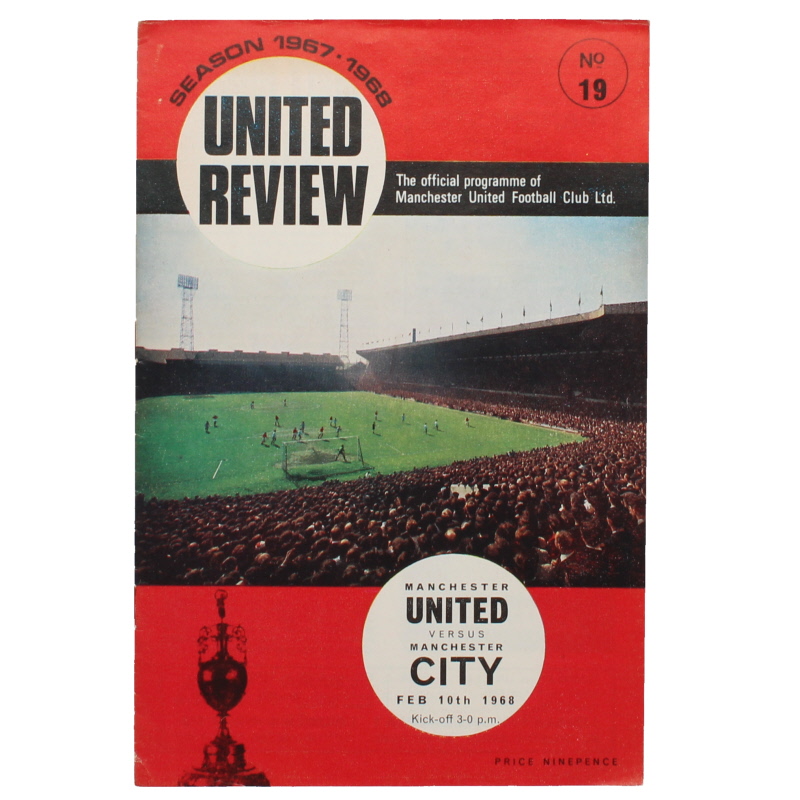 1967-68 Manchester United vs Manchester City postponed match programme 