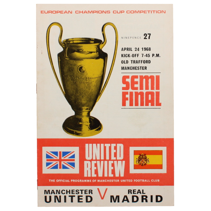 1968 European Cup Semi Final 1st leg Manchester United vs Real Madrid programme football programme