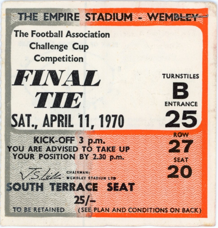 1970 F.A Cup Final Chelsea vs Leeds United ticket football programme