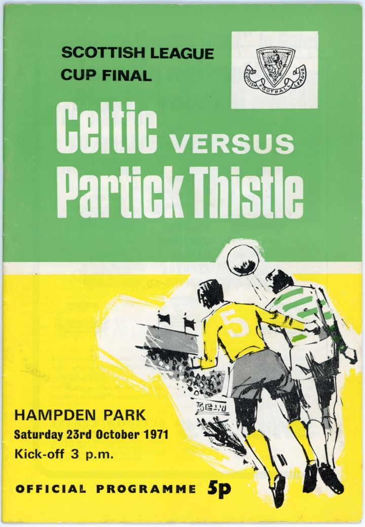 1971 Scottish League Cup Final Celtic vs Partick Thistle programme