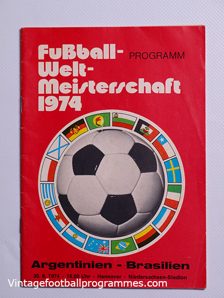1974 World Cup Argentina vs Brazil football programme