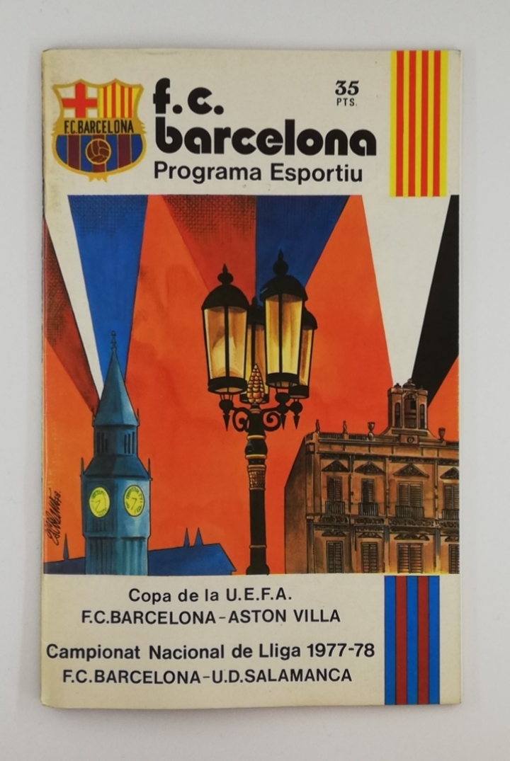 1977-78 Barcelona vs Aston Villa UEFA Cup Quarter Final 2nd Leg football programme