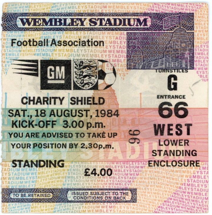 1984 Charity Shield Everton vs Liverpool ticket 