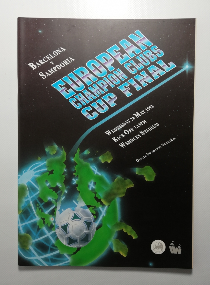 1992 European Cup Final Barcelona vs Sampdoria Programme football programme