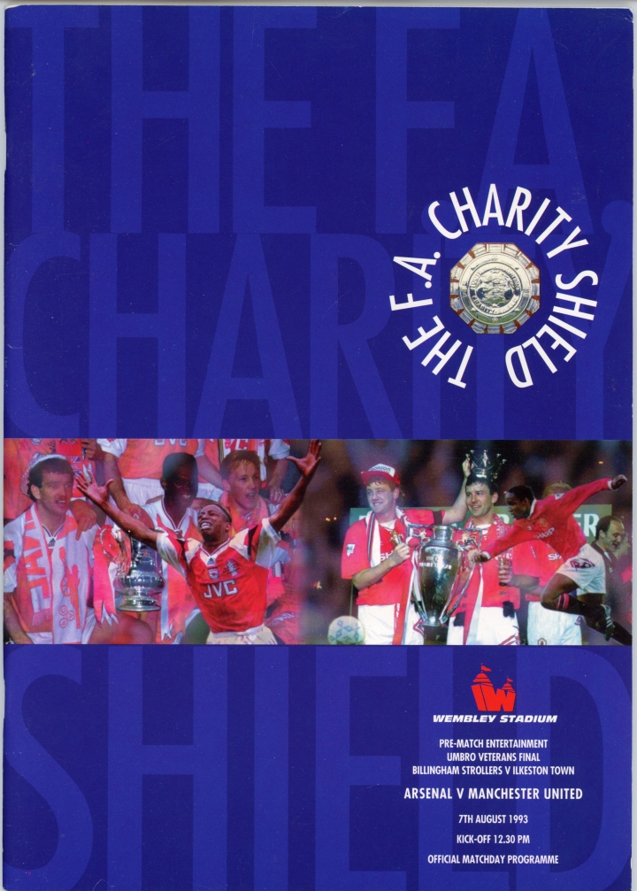 1993 Charity Shield Arsenal vs Manchester United programme