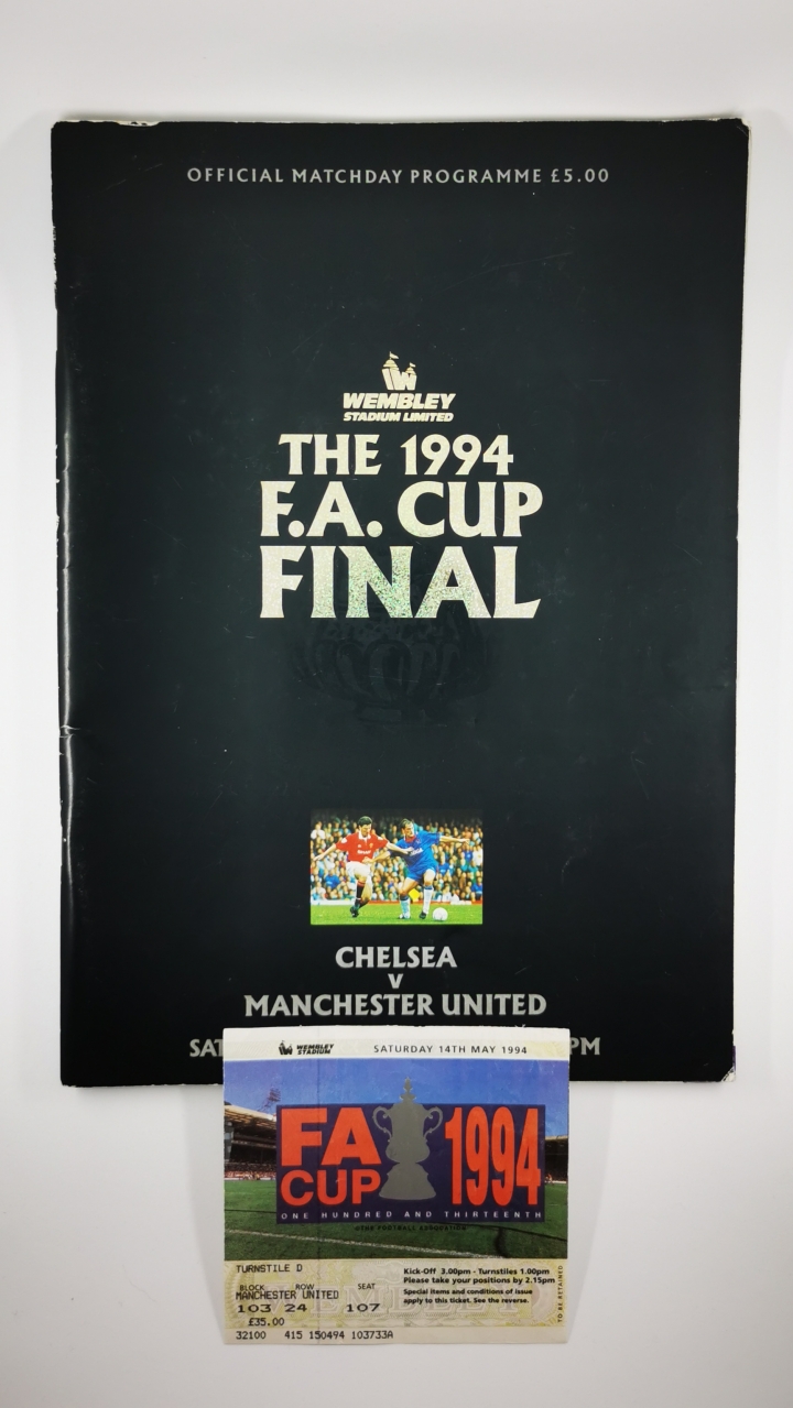 1994 F.A Cup Final Chelsea vs Manchester United programme and ticket