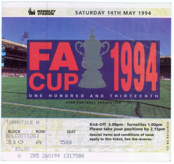 1994 F.A Cup Final Chelsea vs Manchester United ticket