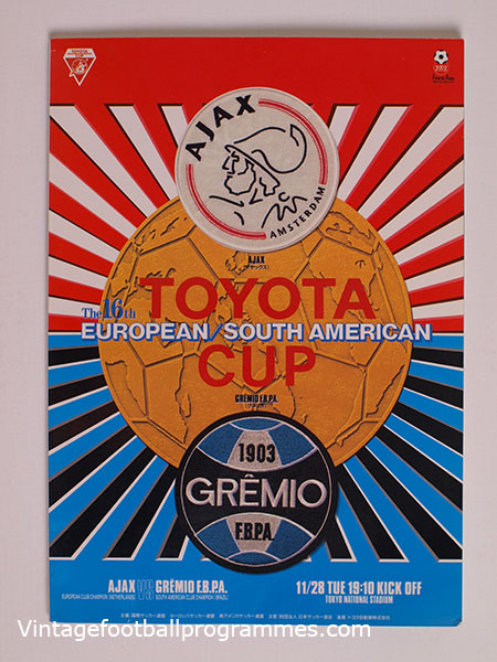 1995 Fifa World Club Championship (Toyota Cup) Final 'Ajax vs Gremio' football programme